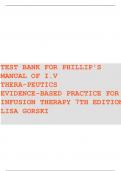 TEST BANK For Phillips&rsquo;s Manual of I&period;V&period; Therapeutics&semi; Evidence-Based Practice for Infusion Therapy 8th Edition Lisa Gorski &vert; Complete Verified Chapters &vert;