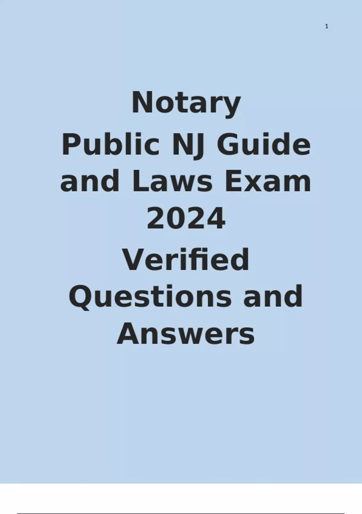 NJ Notary Public Guide and Laws Exam 2024 Verified Questions and