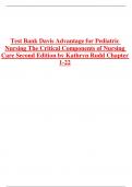 TEST BANK For Davis Advantage for Pediatric Nursing&colon; Critical Components of Nursing Care&comma; 3rd Edition by Kathryn Rudd&vert; Verified Chapter's 1 - 22 &vert; Complete Newest Version