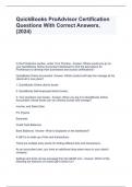 QuickBooks ProAdvisor Certification Questions With Correct Answers&comma; &lpar;2024&rpar;&period;