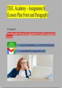 TEFL Academy - Assignment B (Lesson Plan Form and Paragraph)