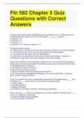 Fin 582 Chapter 5 Quiz Questions with Correct Answers