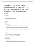 Test Bank for CCH Federal Taxation Comprehensive Topics Exam 2024 1st Edition by Harmelink Final Exam Study Guide with 100&percnt; complete solution