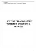 ATI TEAS 7 READING LATEST VERSION 45 QUESTIONS & ANSWERS.
