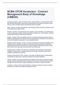 NCMA CPCM Vocabulary - Contract Management Body of Knowledge (CMBOK) Exam