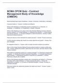 NCMA CPCM Quiz - Contract Management Body of Knowledge (CMBOK) with complete solutions
