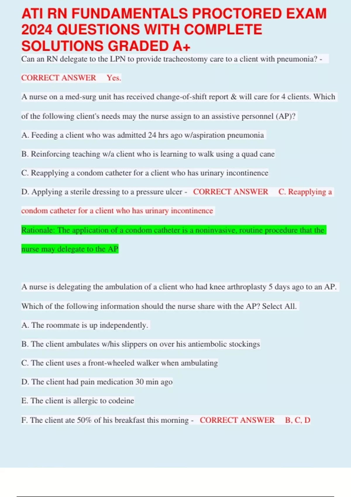 ATI RN FUNDAMENTALS PROCTORED EXAM 2024 QUESTIONS WITH COMPLETE ...