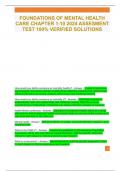 FOUNDATIONS OF MENTAL HEALTH CARE CHAPTER 1-10 2024 ASSESMENT TEST 100% VERIFIED SOLUTIONS