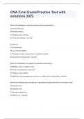 CNA Final Exam&sol;Practice Test with solutions 20232024&period;