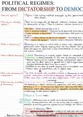 Political Regimes Summary Notes and Study Guide with Questions -  POL 100