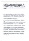 OPSEC - Unauthorized Disclosure of Classified Information 2024 (OPSEC Part 2/4) Questions With 100% Correct Ans..