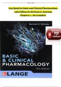 TEST BANK For Basic and Clinical Pharmacology, 14th Edition by Bertram G. Katzung, Complete Chapters 1 - 66, Newest Version