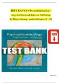 TEST BANK For Psychopharmacology: Drugs, the Brain, and Behavior, 3rd Edition By Meyer Nursing, Complete  Chapters 1 - 20, Newest Version