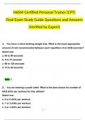 NASM CPT Final Exam Study Guide Questions and Answers (2024 / 2025) (Verified Answers)