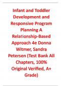 Test Bank For Infant and Toddler Development and Responsive Program Planning A Relationship-Based Approach 4th Edition By Donna Wittmer, Sandra Petersen (All Chapters, 100% Original Verified, A+ Grade) 
