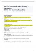 NR-103: Transition to the Nursing Profession NURS 103 Unit 1-4 (Week 1-6)