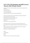 GCU UNV-103 Questions and 100&percnt;Correct Answers 2024 Already Passed&excl;&excl;