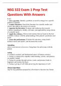 NSG 322 Exam 1 Prep Test  Questions With Answers