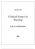 NURS 325 CRITICAL ISSUES IN NURSING EXAM Q & A WITH RATIONALES 2024