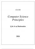 CS 150 COMPUTER SCIENCE PRINCIPLES EXAM Q & A WITH RATIONALES 2024&period;