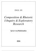 ENGL 101 COMPOSITION & RHETORIC I &lpar;INQUIRY & EXPLORATORY RESEARCH&rpar; Q & A