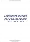 ATI PN COMPREHENSIVE PREDICTOR 2020&sol; PN ATI COMPREHENSIVE PREDICTOR 2020 &sol; COMPREHENSIVE PN ATI PREDICTOR 2020 REAL EXAM 180 QUESTIONS AND CORRECT ANSWERS &vert; COMPLETE VERSION