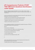 ATI Comprehensive Predictor STUDY THIS ONE Exam Questions And Answers Latest Update&period;