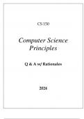 CS 150 COMPUTER SCIENCE PRINCIPLES EXAM Q & A WITH RATIONALES 2024
