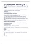 Official NHA Exam Questions &ndash; NAB Study Questions and Answers Graded A 2024 