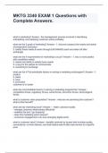 MKTG 3340 EXAM 1 Questions with Complete Answers