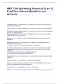 MKT 3340 &lpar;Marketing Research&rpar; Exam &num;2 Final Exam Review Questions and Answers&period;