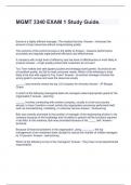 MGMT 3340 EXAM 1 Study Guide