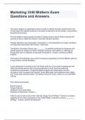 Marketing 3340 Midterm Exam Questions and Answers-