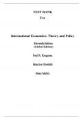 Test Bank For International Economics Theory and Policy 11th Edition (Global Edition) By Paul  Krugman, Maurice Obstfeld, Marc Melitz (All Chapters, 100% Original Verified, A+ Grade) 