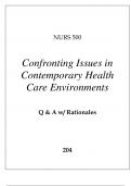 NURS 500 CONFRONTING ISSUES IN CONTEMPORARY HEALTH CARE ENVIRONMENTS