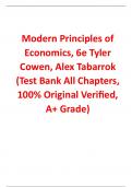 Test Bank For Modern Principles of Economics 6th Edition By Tyler Cowen, Alex Tabarrok (All Chapters, 100% Original Verified, A+ Grade) 