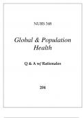 NURS 348 GLOBAL & POPULATION HEALTH EXAM Q & A WITH RATIONALES 2024.