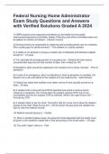 Federal Nursing Home Administrator Exam Study Questions and Answers with Verified Solutions Graded A 2024 