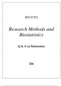 RSCH 503 RESEARCH METHODS AND BIOSTATISTICS EXAM Q & A WITH RATIONALES