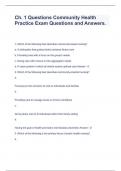 Ch. 1 Questions Community Health Practice Exam Questions and Answers