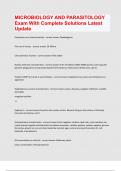 MICROBIOLOGY AND PARASITOLOGY Exam1 With Complete Solutions Latest Update