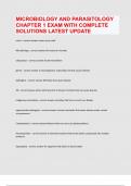 MICROBIOLOGY AND PARASITOLOGY CHAPTER 1 EXAM WITH COMPLETE SOLUTIONS LATEST