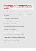 Microbiology And Parasitology Chapter 1 Exam 1 With Complete Solutions Latest Update