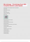 Microbiology &ndash; Parasitology Exam With Complete Solution Latest Update 