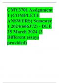 CMY3701 Assignment 1 (COMPLETE ANSWERS) Semester 1 2024(666372) 