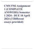 CMY3702 Assignment 1 (COMPLETE ANSWERS) 