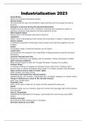 INDUSTRIALIZATION 2023 Complete with answers verified and Graded 2023 Update