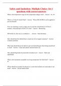 Safety and Sanitation- Multiple Choice- Set 1 questions with correct answers