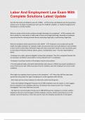Labor And Employment Law Exam With Complete Solutions Latest Update