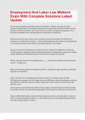 Employment And Labor Law Midterm Exam With Complete Solutions Latest Update